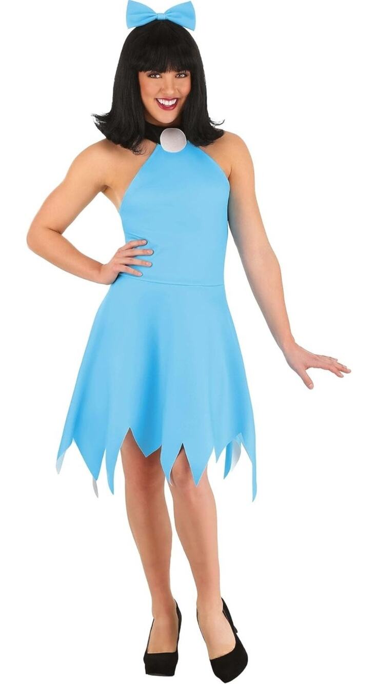Betty Rubble Women’s Flintstones Halter Costume Dress w/ Bow Headpiece Plus 3X